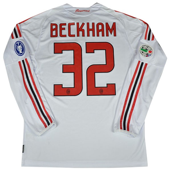 Camiseta AC Milan Beckham Replica Segunda Ropa ML NO.32 Retro 2008/09 Blanco